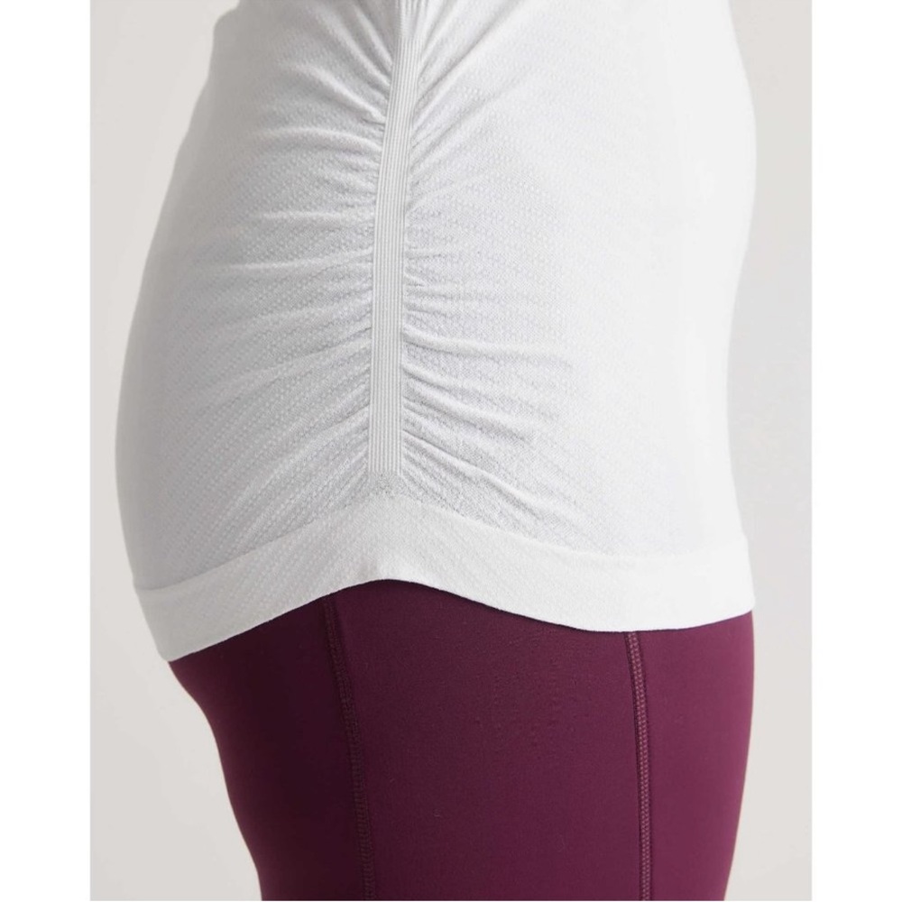 NWT Quince Seamless Ruched Tank Top White Stretch Active Racerback Sz XS - Picture 2 of 7